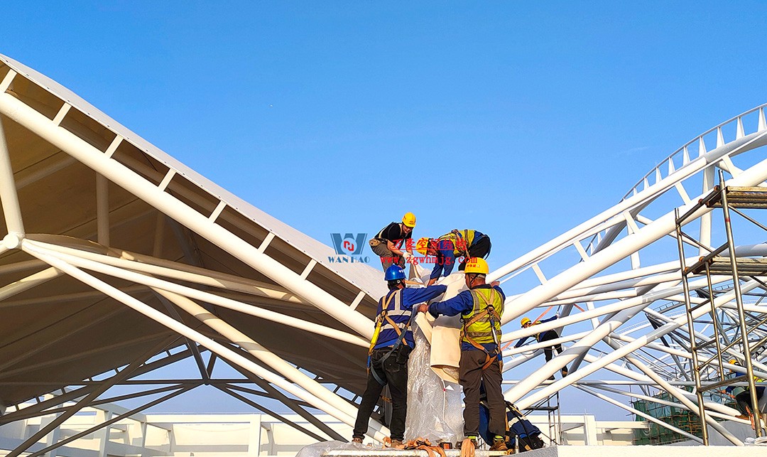 工程進度全速推進，PTFE膜材張拉在即！