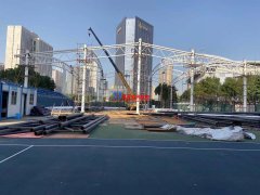 寧波（鄞州）網球中心遮陽棚膜結構工程二期項目施工中